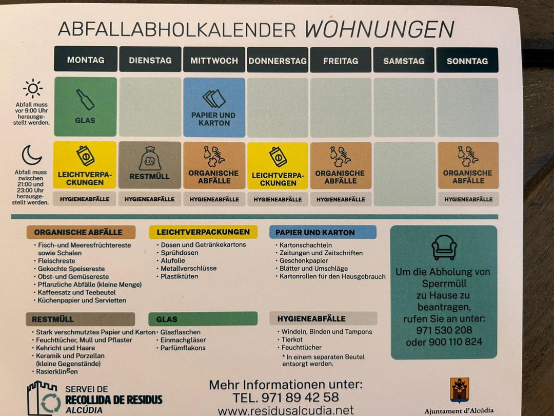 Müllabfuhrkalender (Alcúdia)